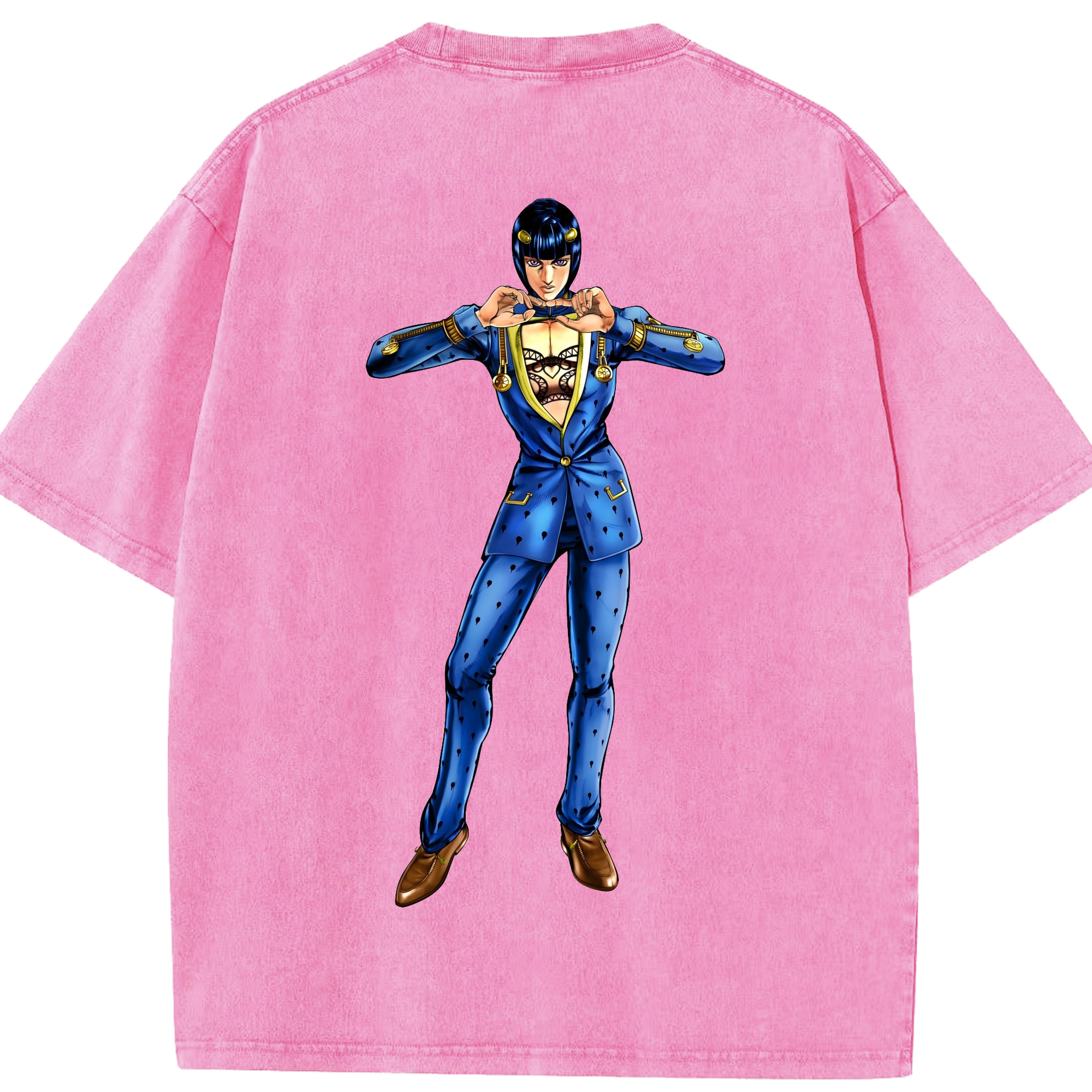 （画像用） ジョジョの奇妙な冒険 ブローノ?ブチャラティ JoJo's Bizarre Adventure Bruno Bucciarati 綿100% ヴィンテージ風 半袖Tシャツ（背面プリント）